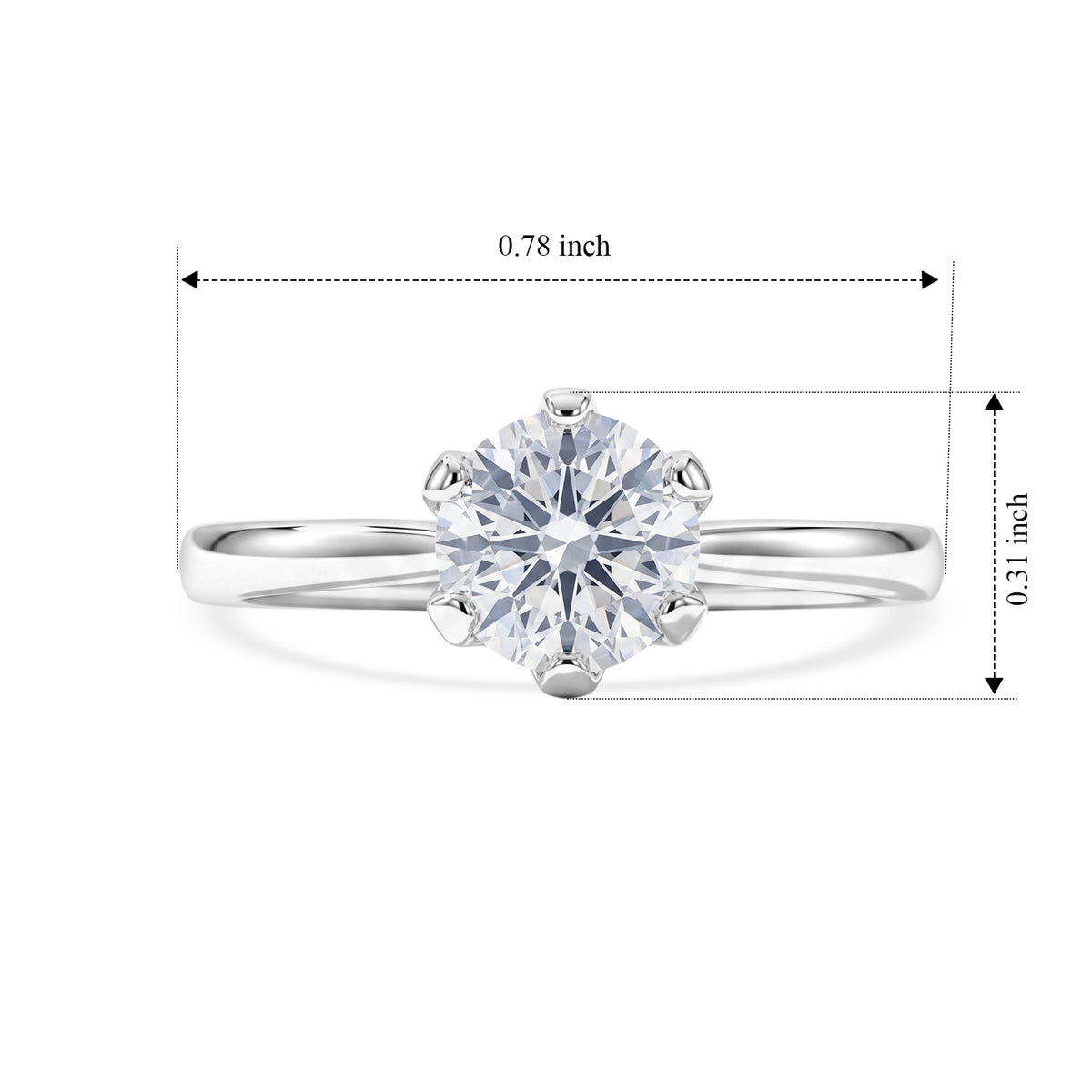 D'Joy - Moissanite Solitaire Ring in Rhodium Overlay Sterling Silver 1.00 Ct. 8620378 6