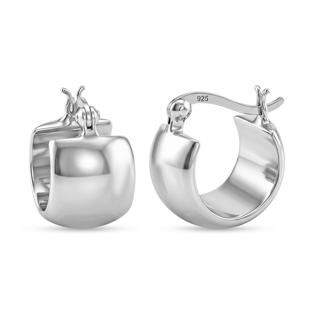 Sterling Silver Chunky Hoop Earring with Clasp V32516719 0