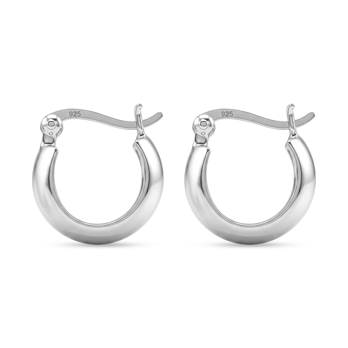 Sterling Silver Chunky Hoop Earring with Clasp V32516719 4