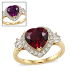 Luxuriant 10K Yellow Gold AAA Colour Change Garnet, Lab Grown Diamond GH, SI Main Stone With Surrounding Stone Ring, Gold Wt.3.25 Gms  3.040  Ct._8620440