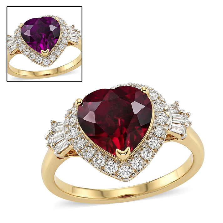 Luxuriant 10K Yellow Gold AAA Colour Change Garnet, Lab Grown Diamond GH, SI Main Stone With Surrounding Stone Ring, Gold Wt.3.25 Gms  3.040  Ct. 8620440 1