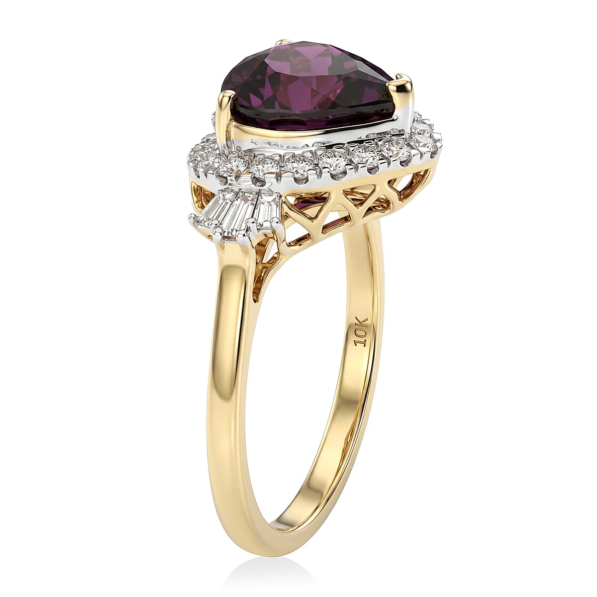 Certified and Appraised LUXURIANT AAA Colour Change Garnet, Lab Grown Diamond GH, SI Main Stone With Surrounding Stone Ring in 10K Yellow Gold , Gold Wt.3.25 Gms  3.040  Ct. 8620440 4