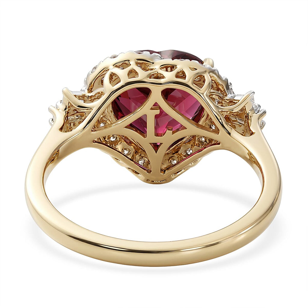 Luxuriant 10K Yellow Gold AAA Colour Change Garnet, Lab Grown Diamond GH, SI Main Stone With Surrounding Stone Ring, Gold Wt.3.25 Gms  3.040  Ct._8620440_5