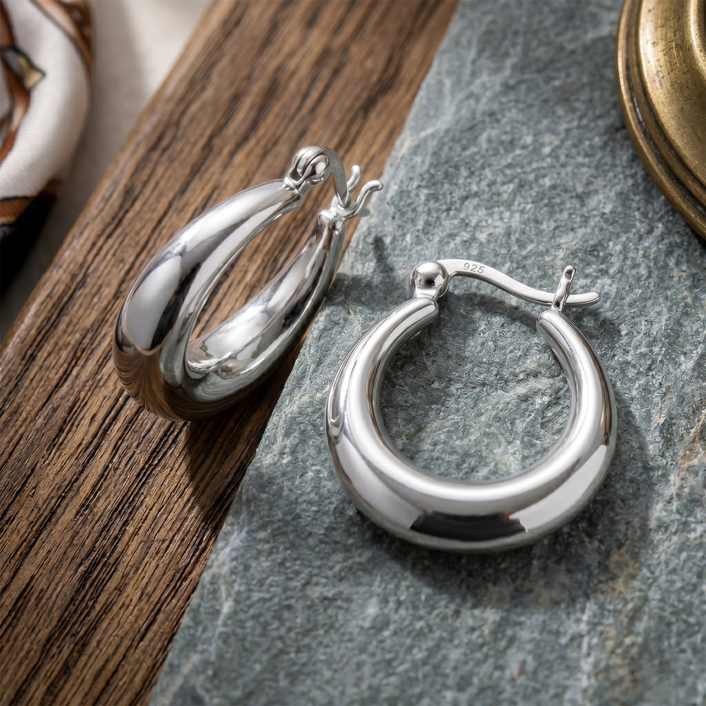 Sterling Silver Hoop Earring with Clasp_8620469_2