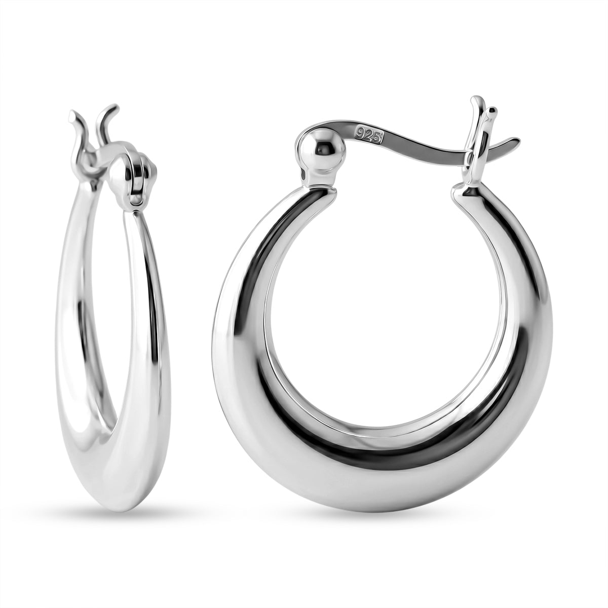 Sterling Silver Tapered Dome Hoop Earring with Clasp V32354856 0