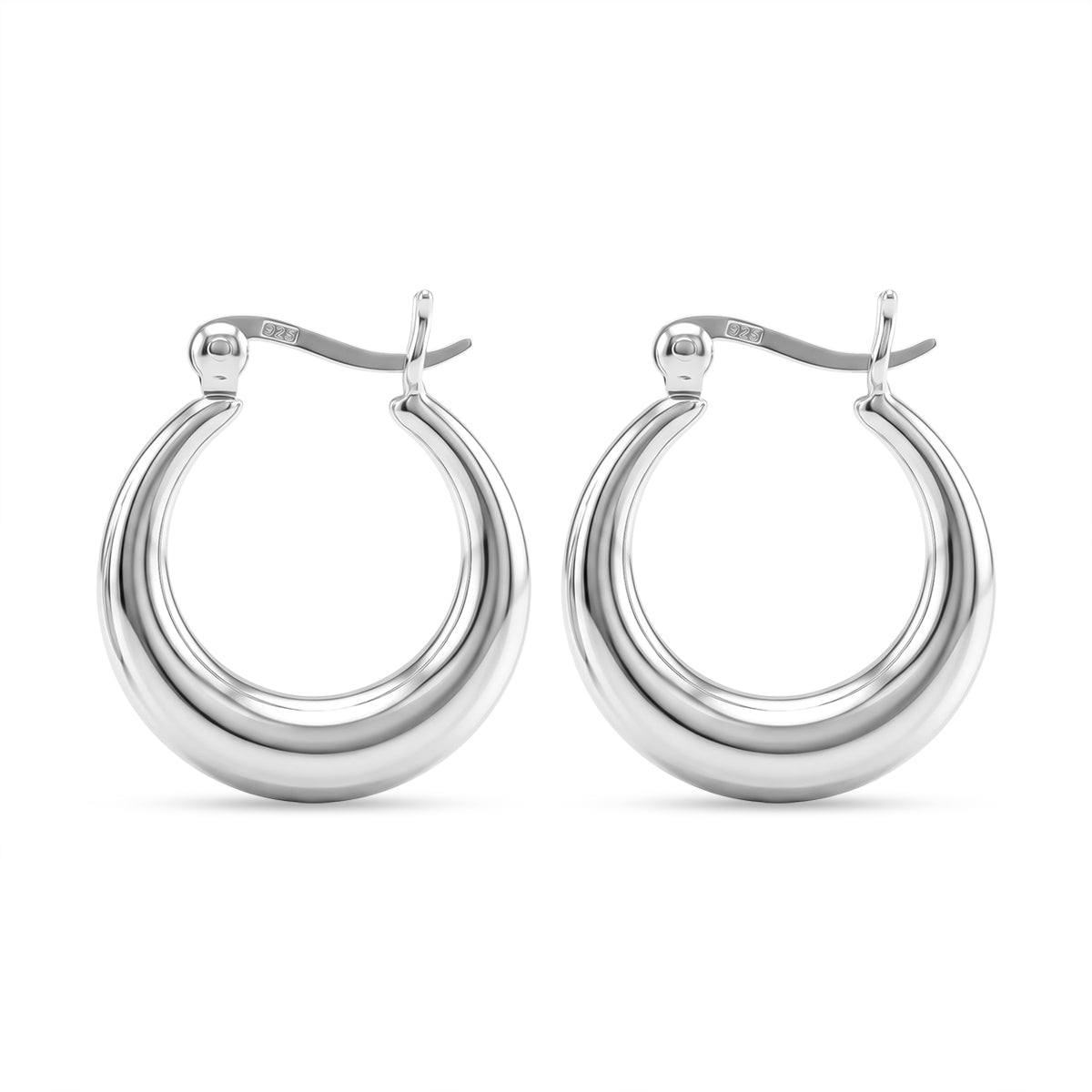 Sterling Silver Tapered Dome Hoop Earring with Clasp V32521543 4
