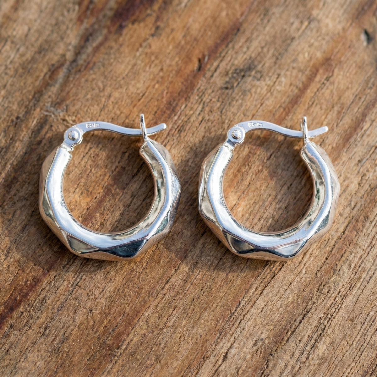 Irregular Hoop Earrings in Sterling Silver V32515605 3
