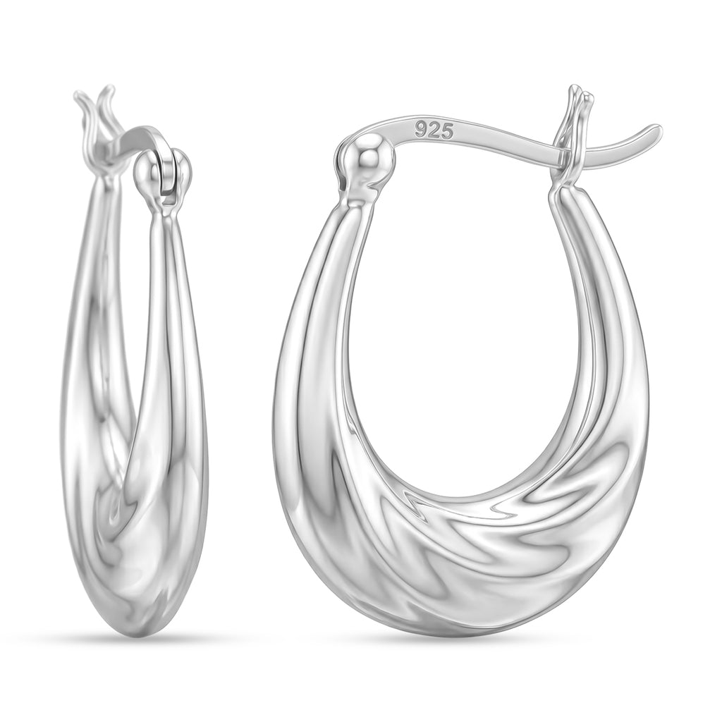 Sterling Silver Hoop Earring with Clasp_8620472