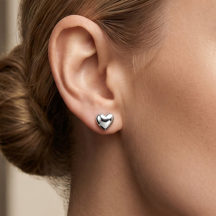 Heart Stud Earrings in Sterling Silver 8620473 2