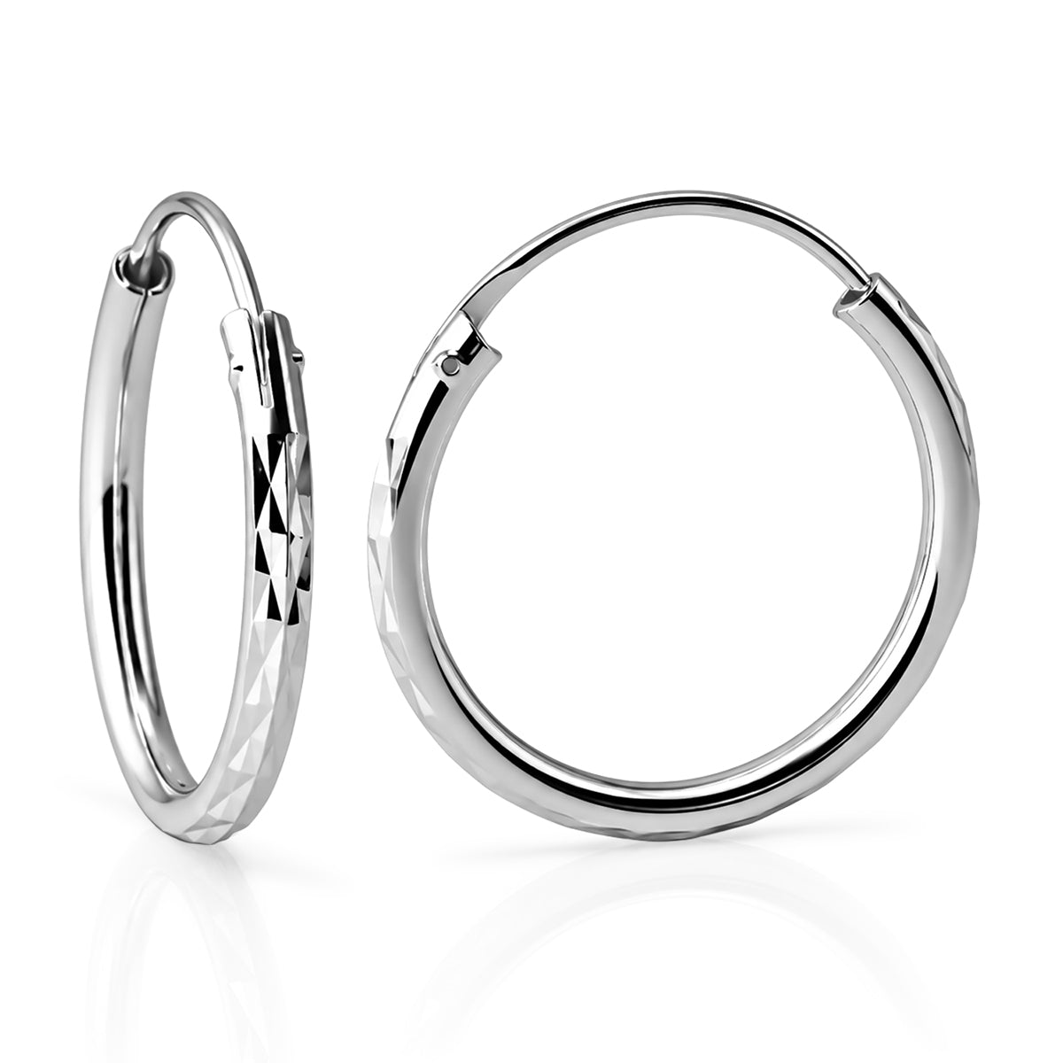 Diamond Cut Medium Hoop Earrings in Sterling Silver 8620478 0