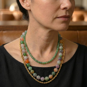 D'Joy - Multi Colour Jade Beads Necklace (Size - 20) with Magnetic Clasp in Yellow Gold Plated Sterling Silver 539.00 Ct. 8620487 3