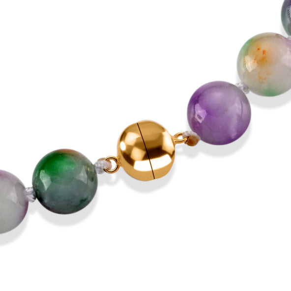 D'Joy - Multi Colour Jade Beads Necklace (Size - 20) with Magnetic Clasp in Yellow Gold Plated Sterling Silver 539.00 Ct. 8620487 5