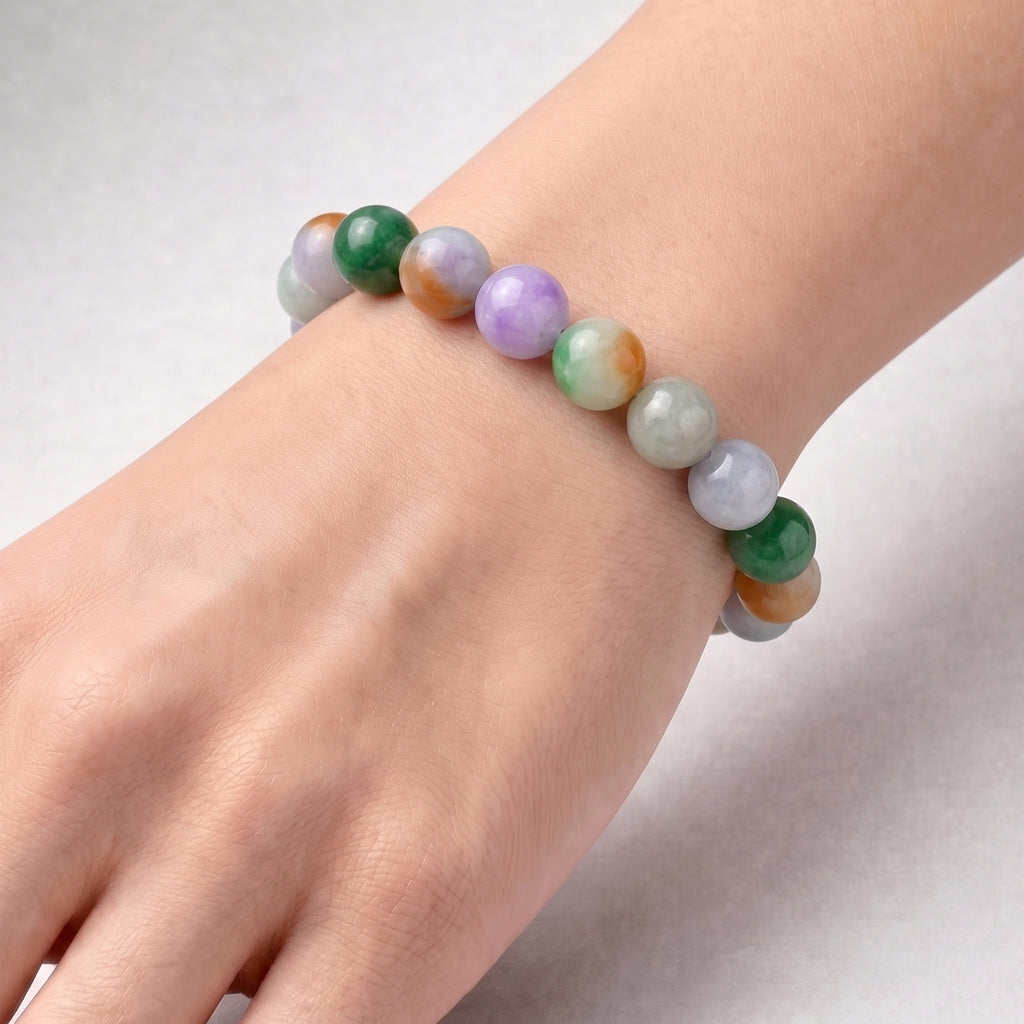 Multi Colour Jade Stretchable Beads Bracelet (Size - 7.5) 280.00 Ct._8620501_1
