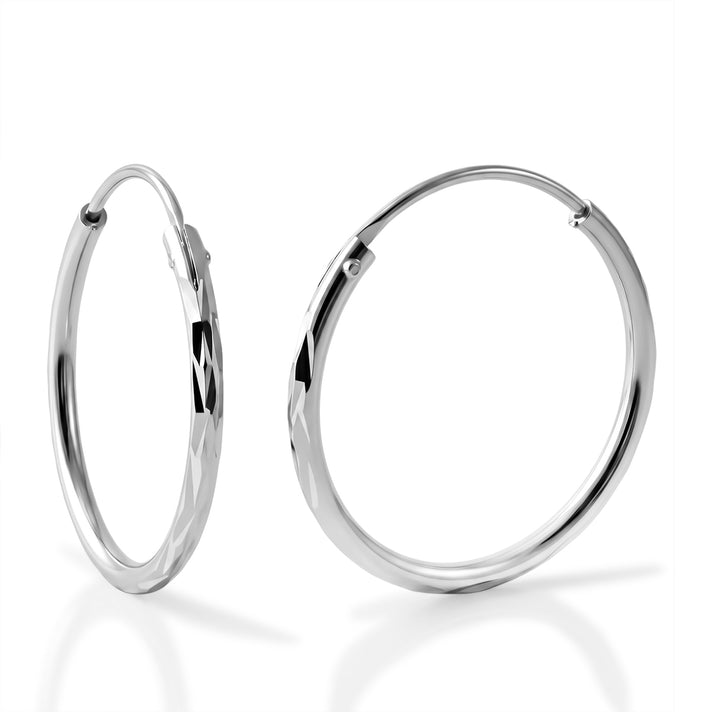 Diamond Cut Hoop Earrings in Sterling Silver 8620506 1