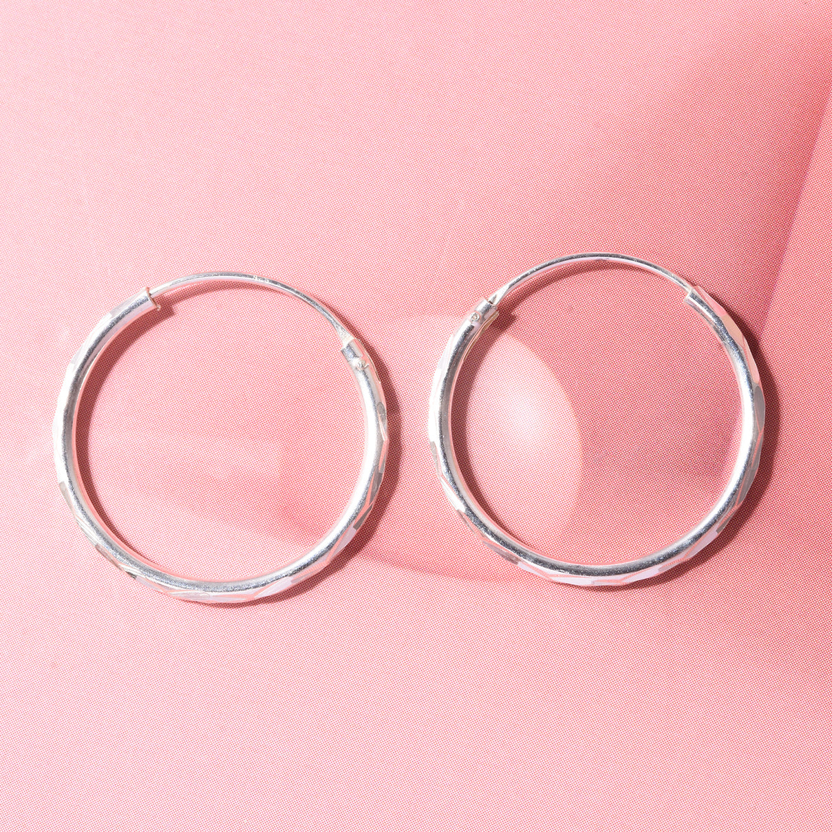 Diamond Cut Hoop Earrings in Sterling Silver 8620506 3