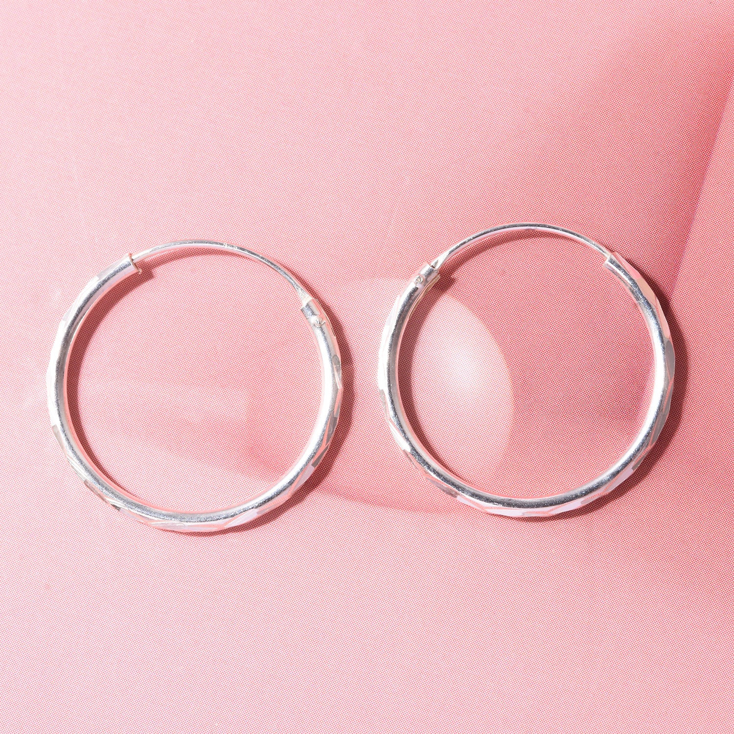 Diamond Cut Hoop Earrings in Sterling Silver 8620506 3