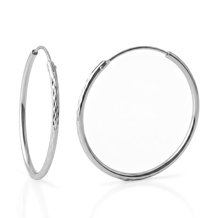 Diamond Cut Hoop Earrings in Sterling Silver 8620507 1