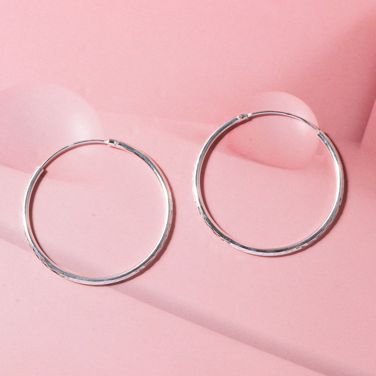 Diamond Cut Hoop Earrings in Sterling Silver V32362915 3