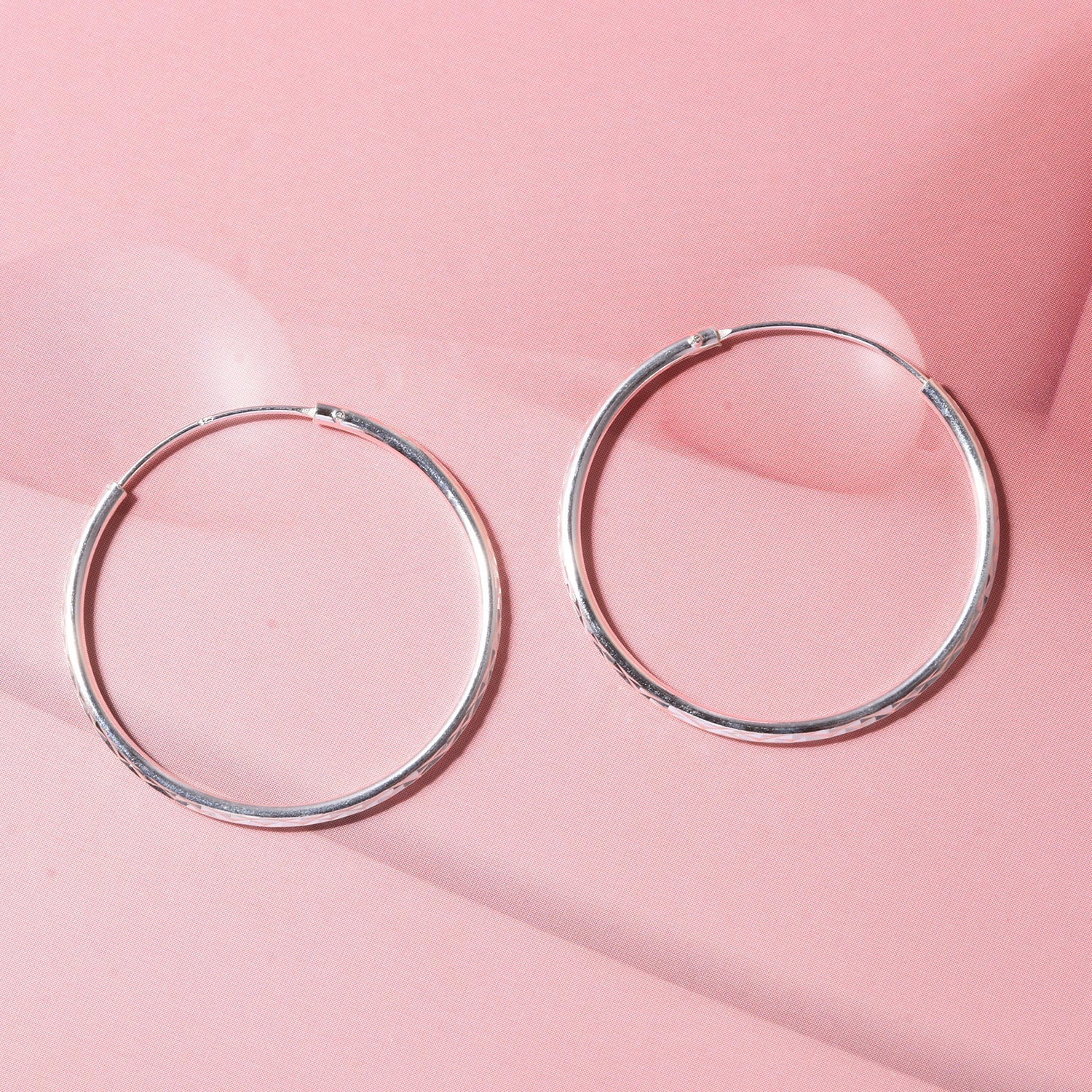 Diamond Cut Hoop Earrings in Sterling Silver V32362915 3