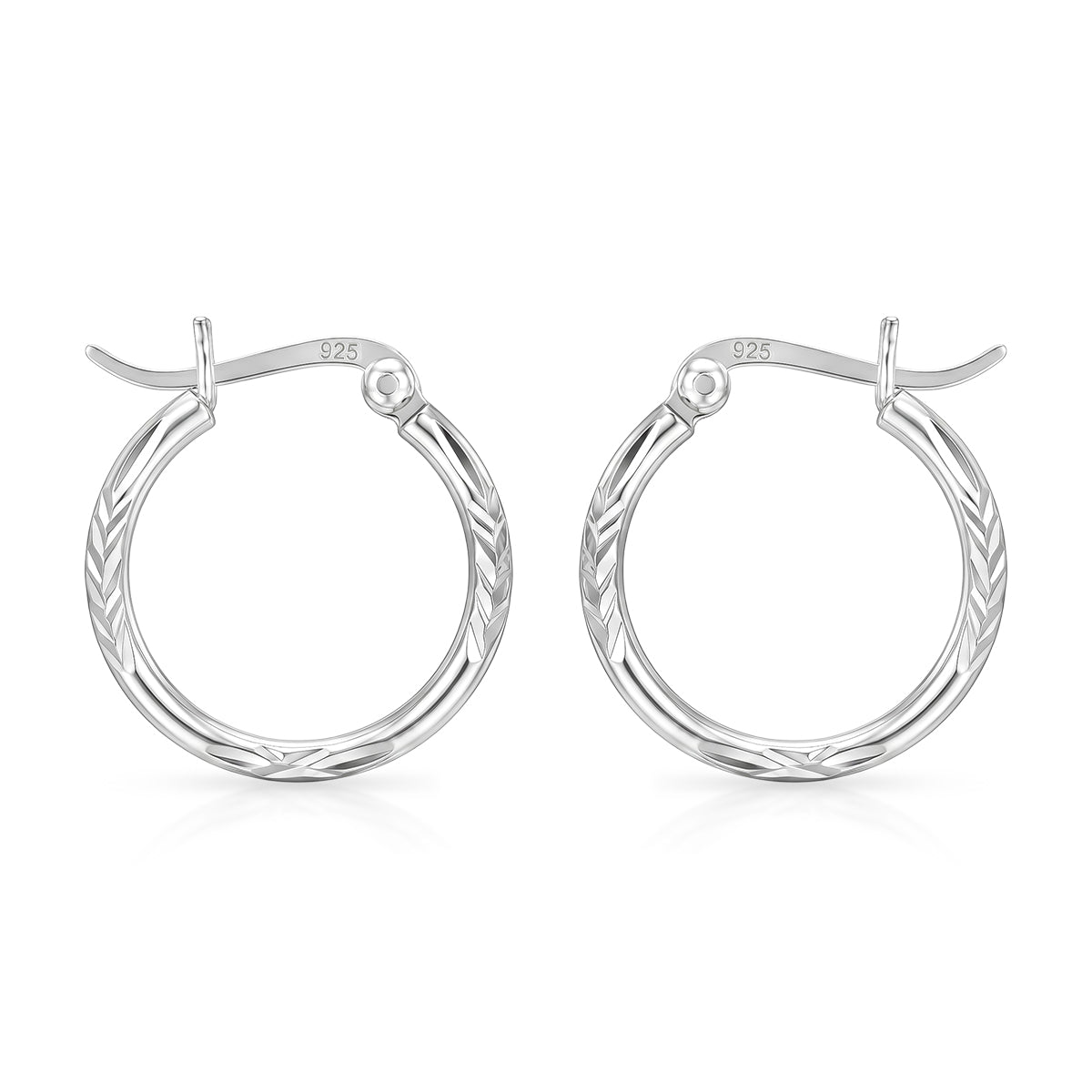 Diamond Cut Hoop Earrings in Sterling Silver 8620509 4