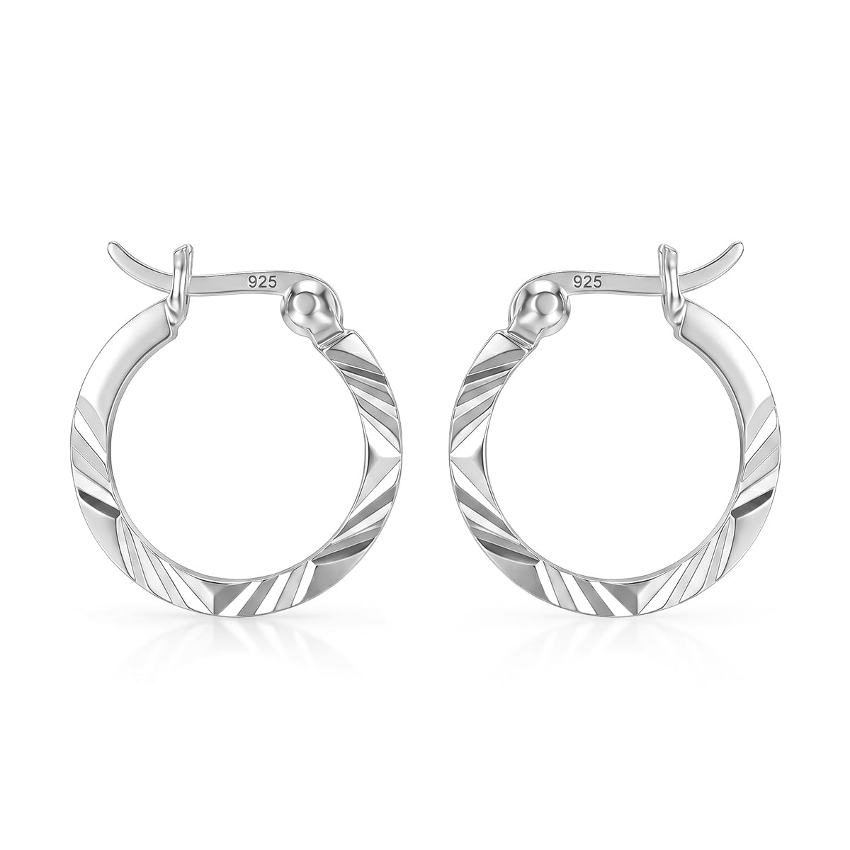 Diamond Cut Hoop Earrings in Sterling Silver V32363347 4