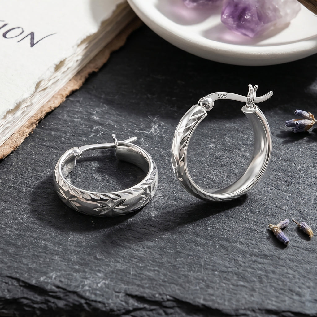 Sterling Silver Hoop Earring with Clasp_8620511_2