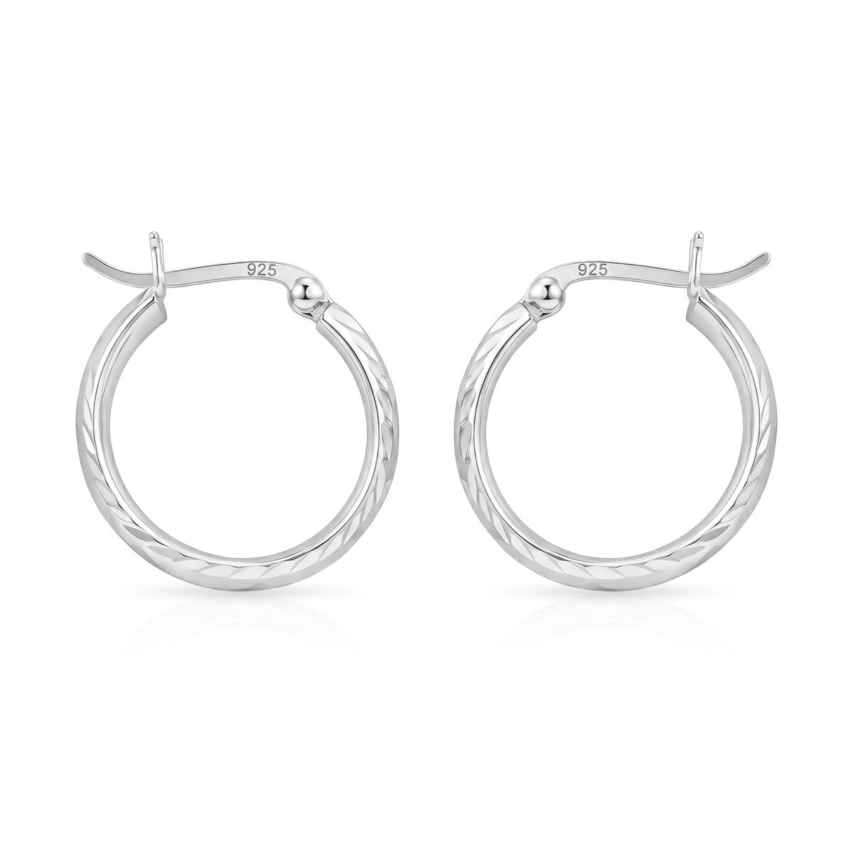 Floral Engraved Hoop Earrings in Sterling Silver V32515914 4