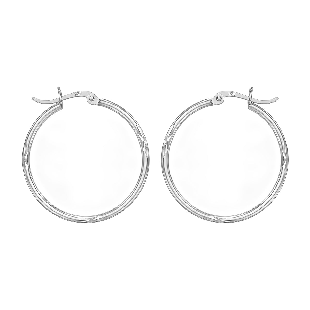 Diamond Cut Hoop Earrings in Sterling Silver V32358189 4