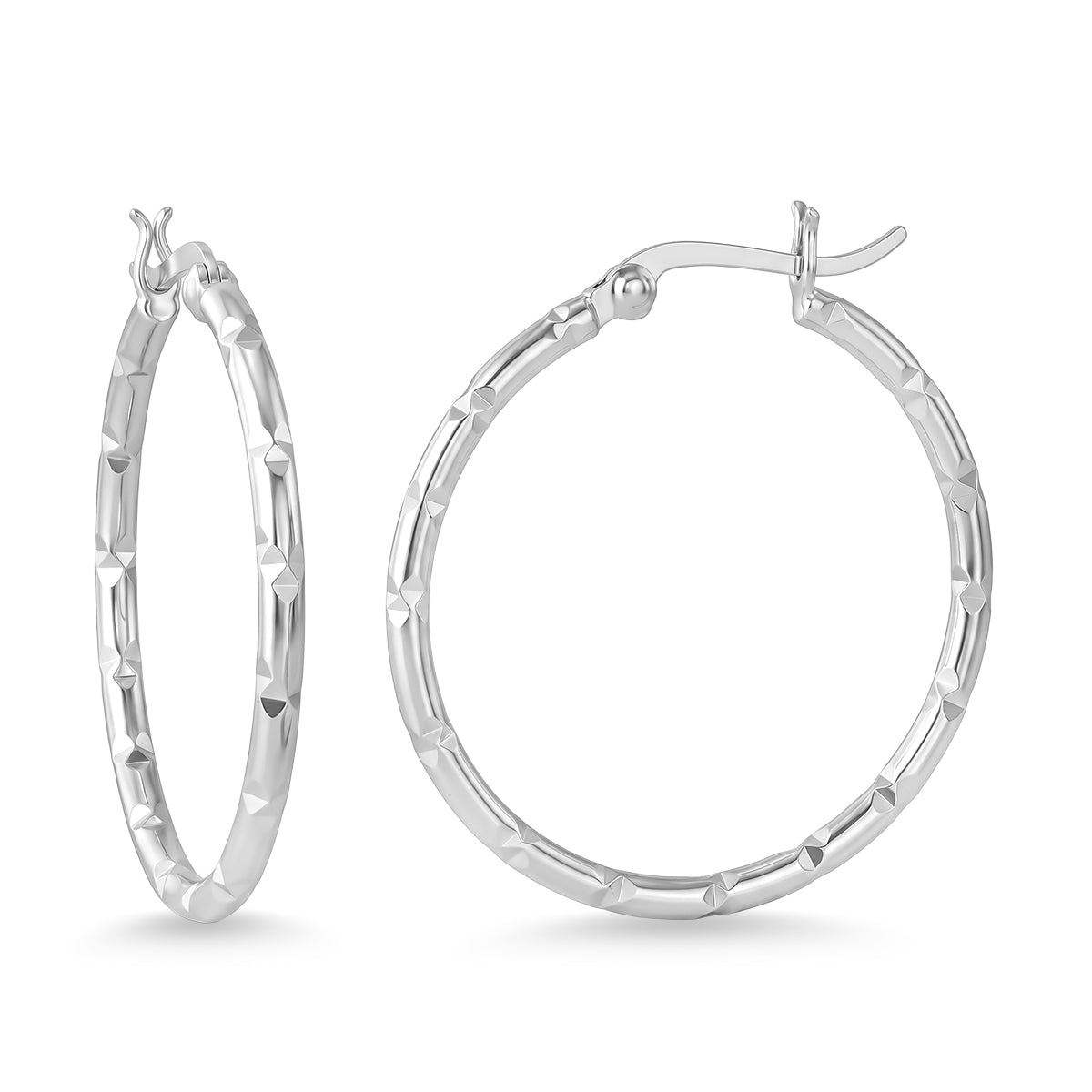 Bamboo Hoop Earrings in Sterling Silver 8620513 0