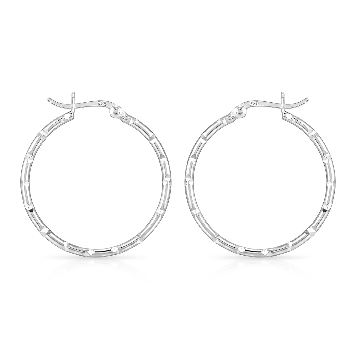 Bamboo Hoop Earrings in Sterling Silver 8620513 4