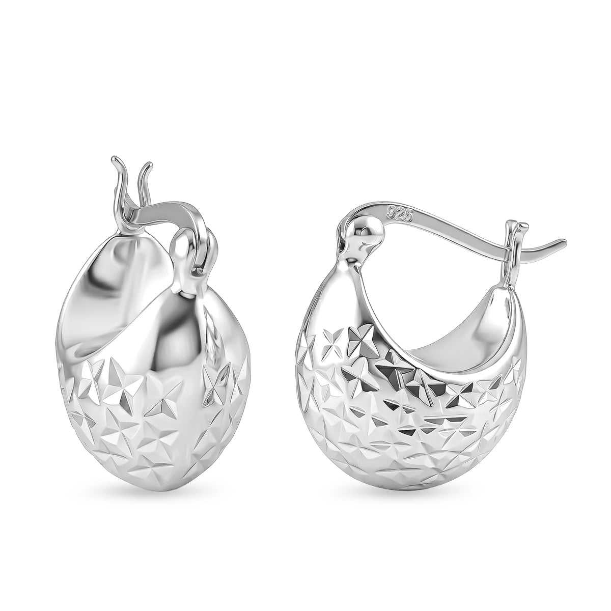 Basket Creole Hoop Earrings in Sterling Silver V32357397 0