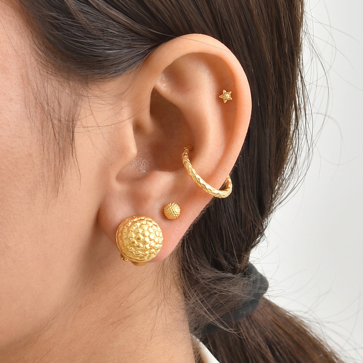 EverTrue Bronzella Collection - Button Earring with Omega Clip in 18K Gold Plating V32516022 3