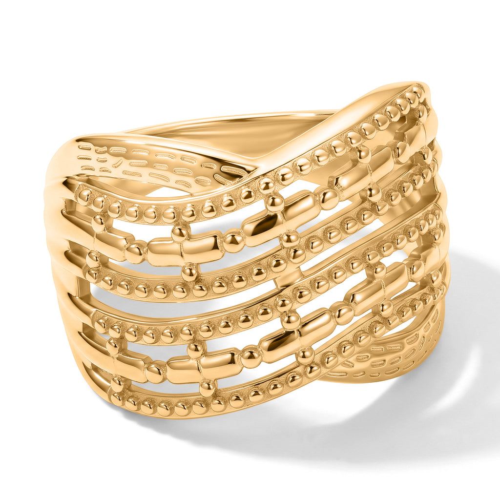 EverTrue Bronzella Collection - Crossover Band Ring in Yellow Gold Tone_8620653