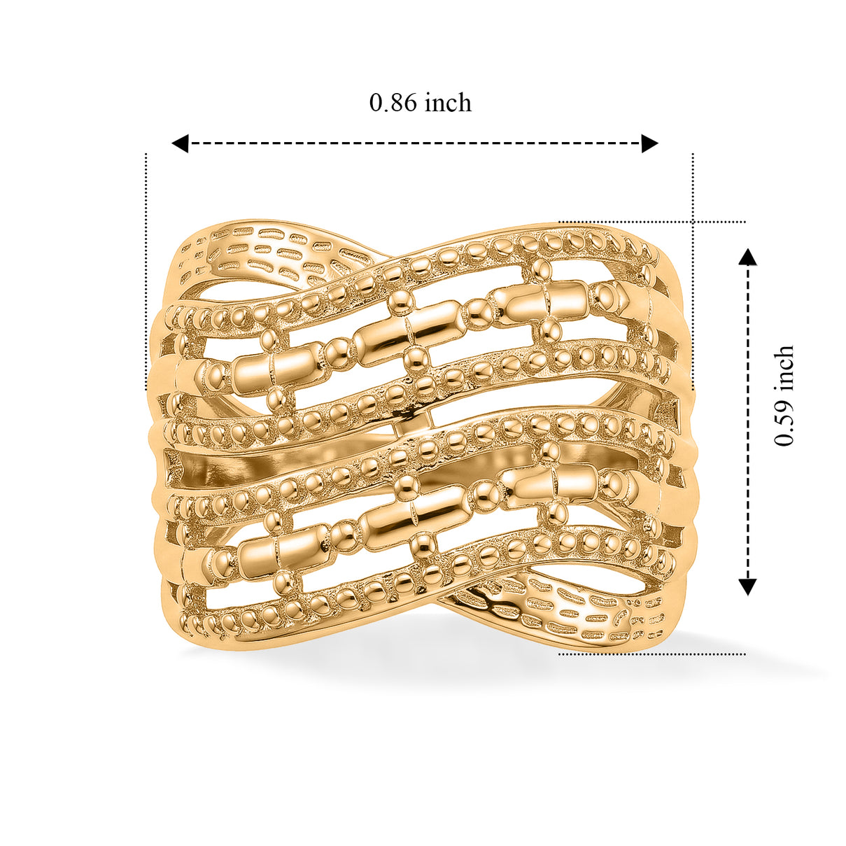 EverTrue Bronzella Collection - Crossover Band Ring in Yellow Gold Tone V32514224 6