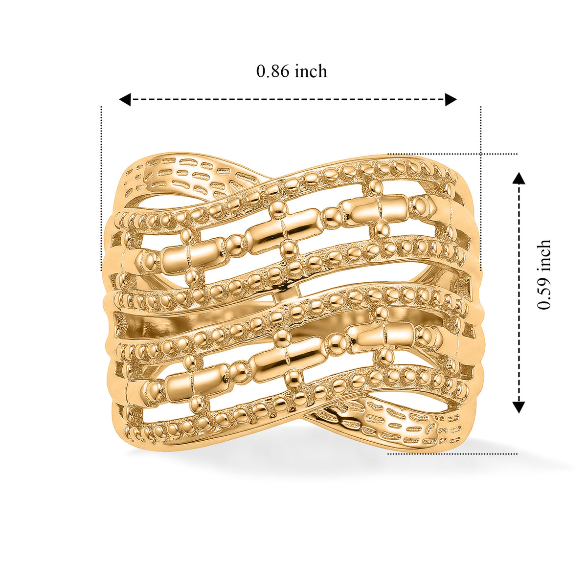 EverTrue Bronzella Collection - Crossover Band Ring in Yellow Gold Tone V32514225 6