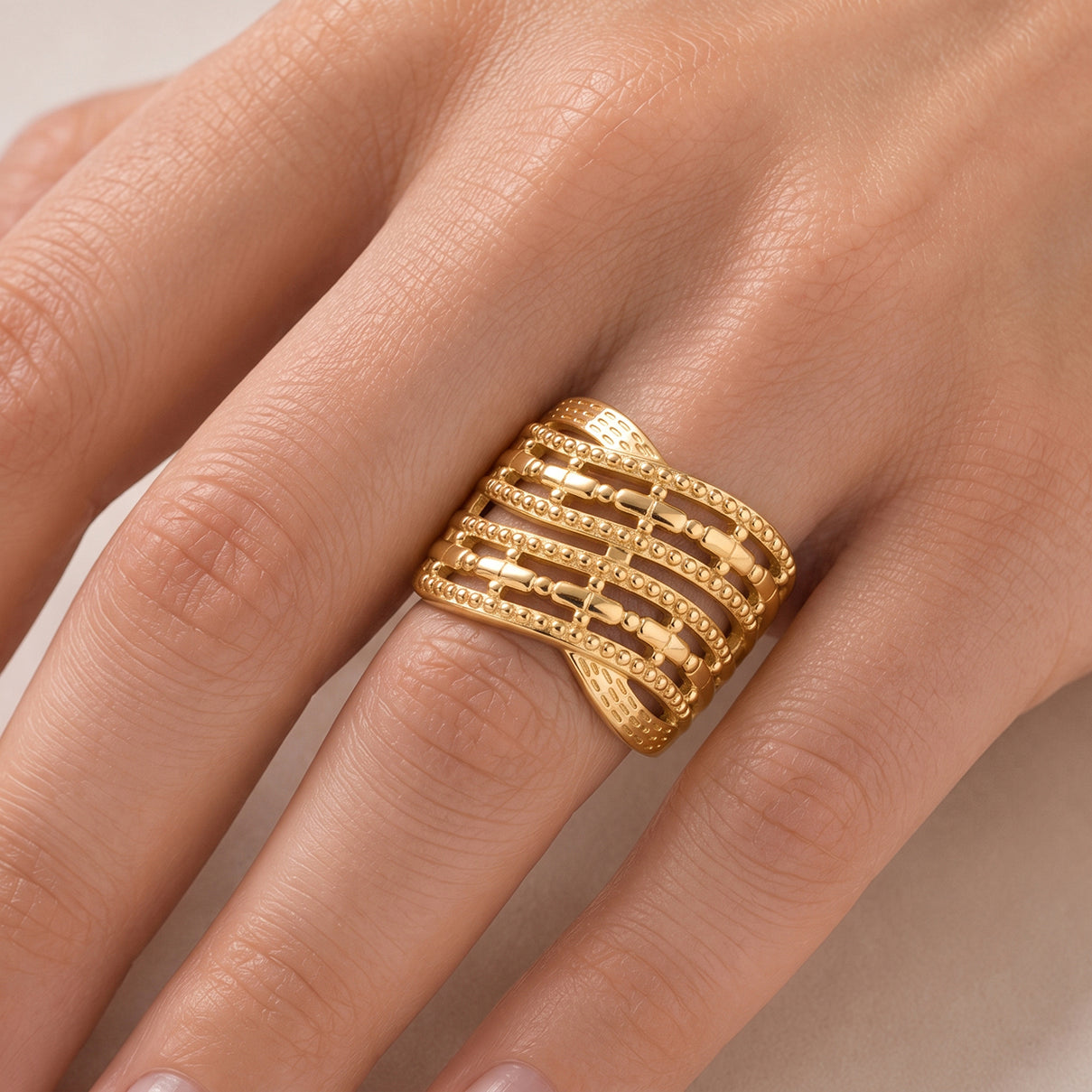 EverTrue Bronzella Collection - Crossover Band Ring in Yellow Gold Tone V32516472 2