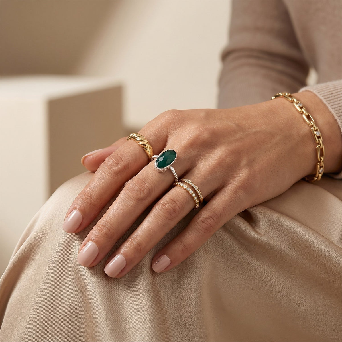 Green Onyx Solitaire Ring in Sterling Silver 4.50 Ct. 8620716 3