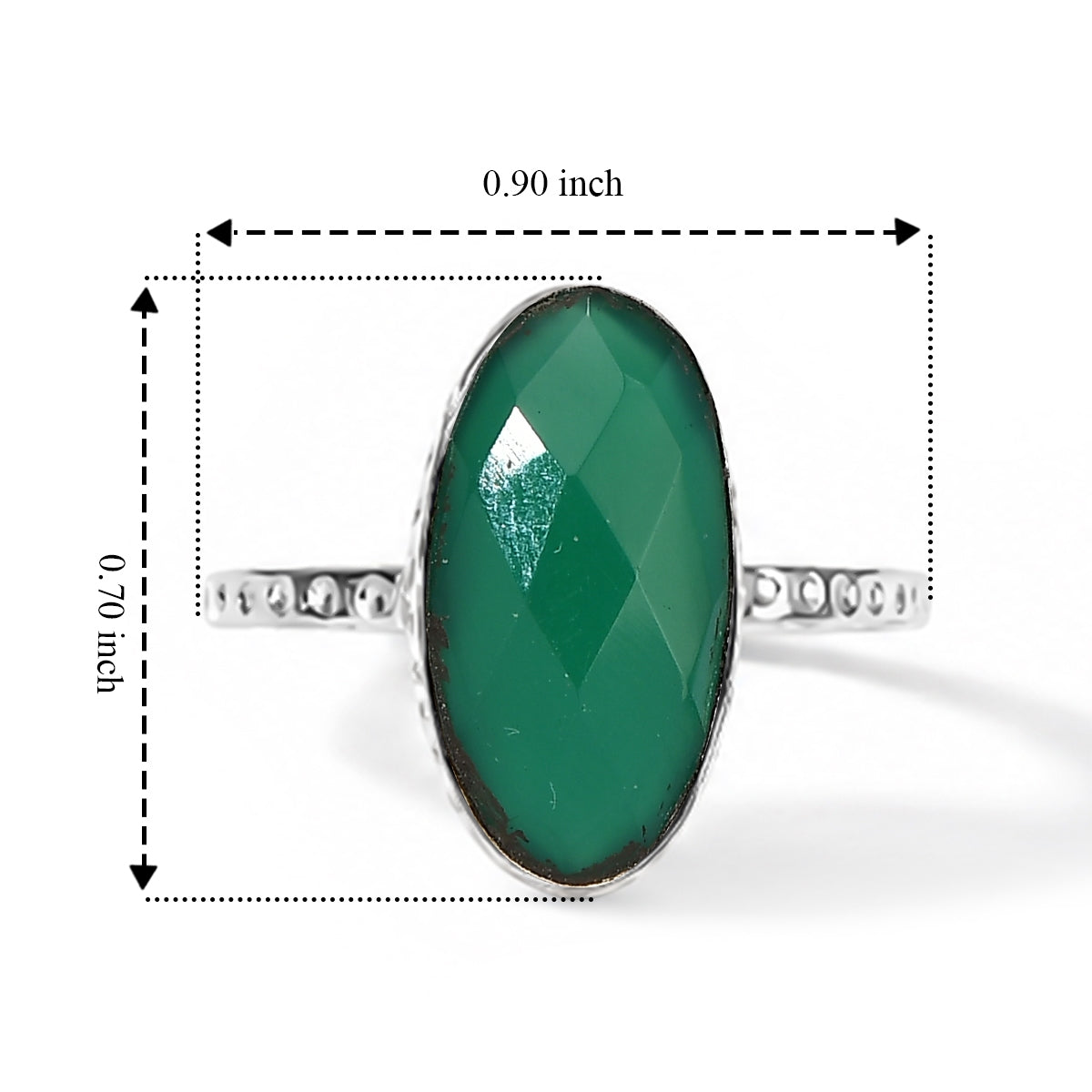 Green Onyx Solitaire Ring in Sterling Silver 4.50 Ct. V32605572 6