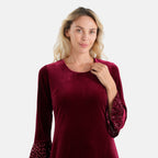 La Marey Velvet Sequin Dress (Size - 20 to 22) - Burgundy & Black_8620812_4