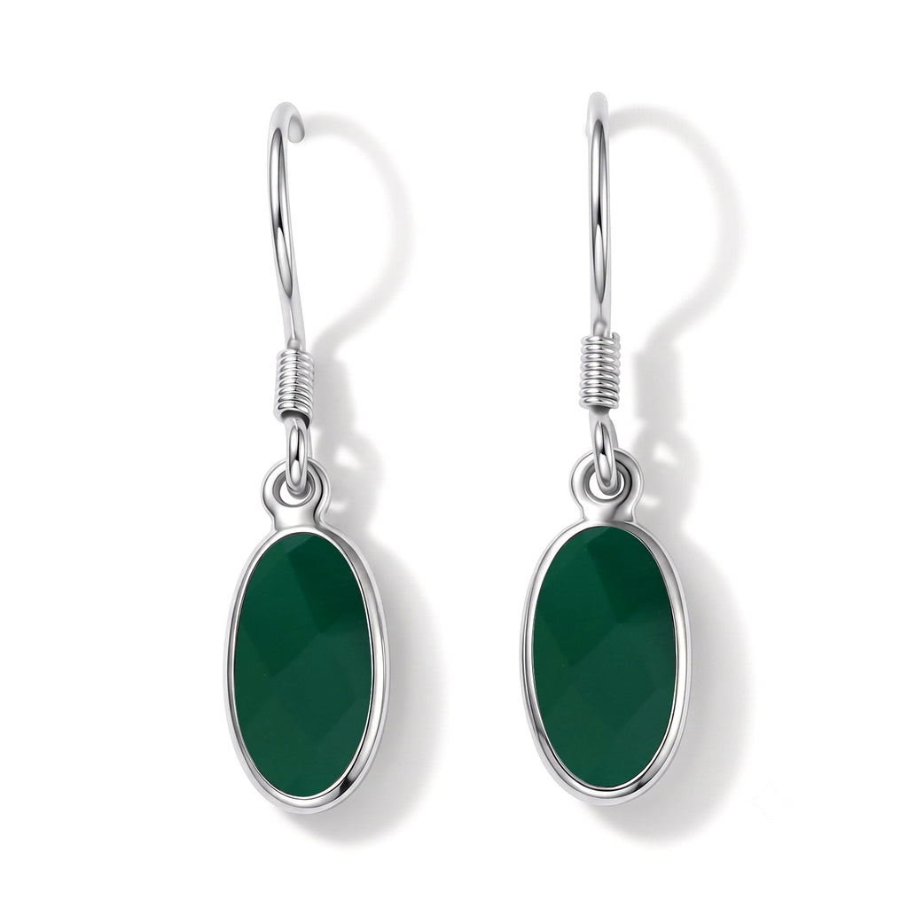 Green Onyx Solitaire Lever Back Earring Sterling Silver  4.060  Ct._8620842