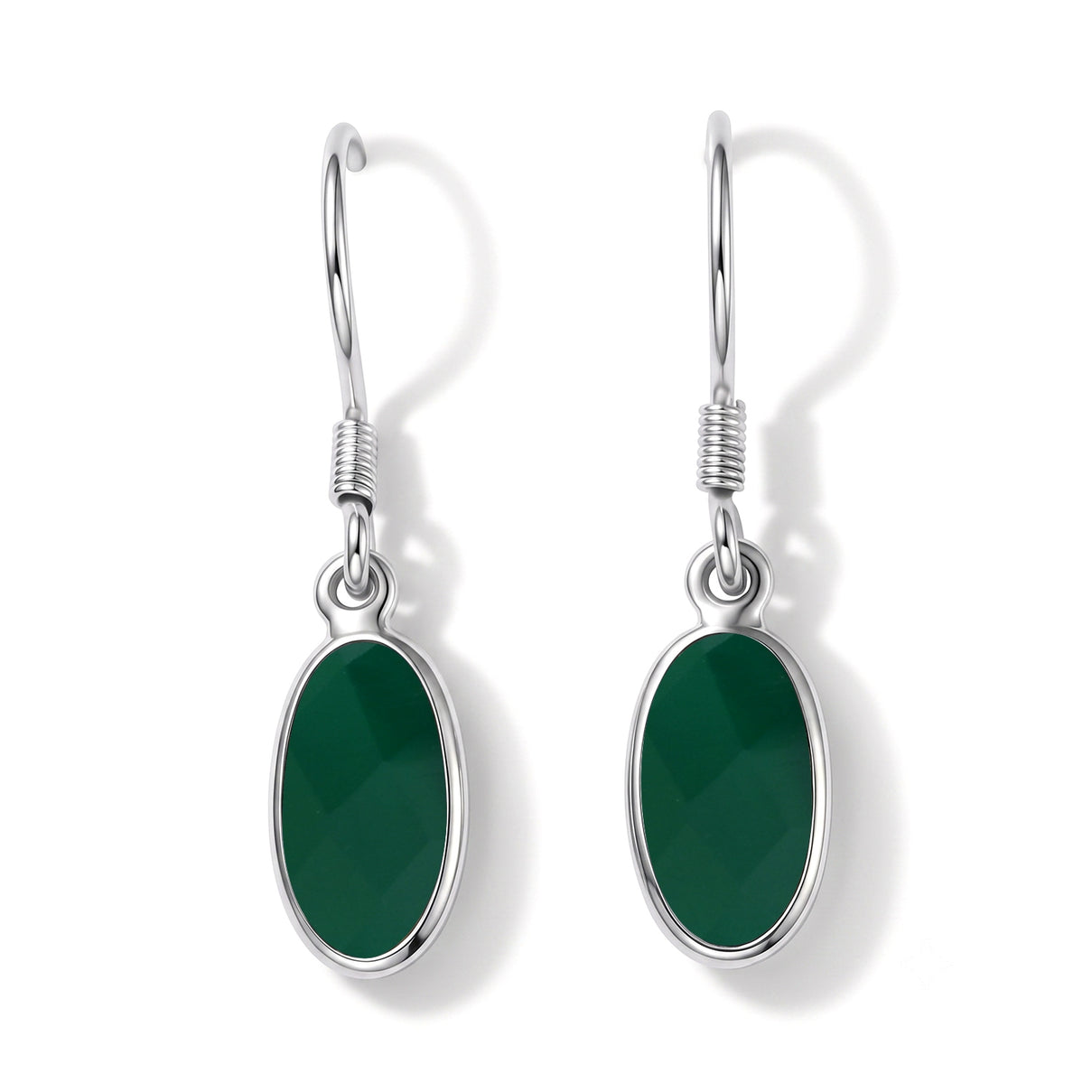 Green Onyx Solitaire Earring with Hook in Sterling Silver 4.06 Ct. 8620842 0