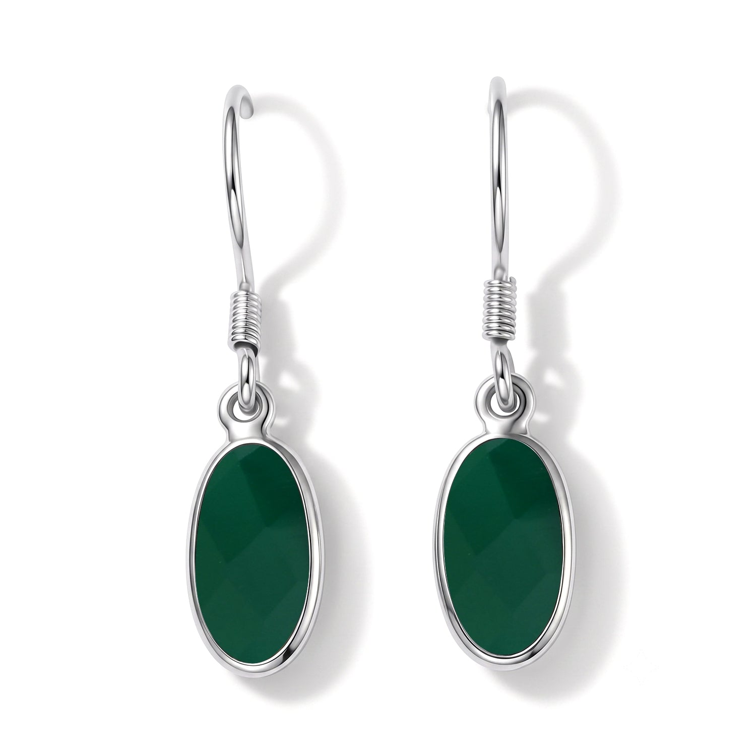 Green Onyx Solitaire Earring with Hook in Sterling Silver 4.06 Ct. 8620842 0