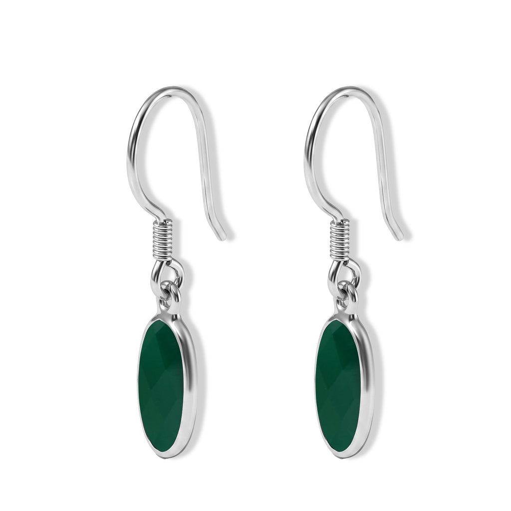 Green Onyx Solitaire Lever Back Earring Sterling Silver  4.060  Ct._8620842_3