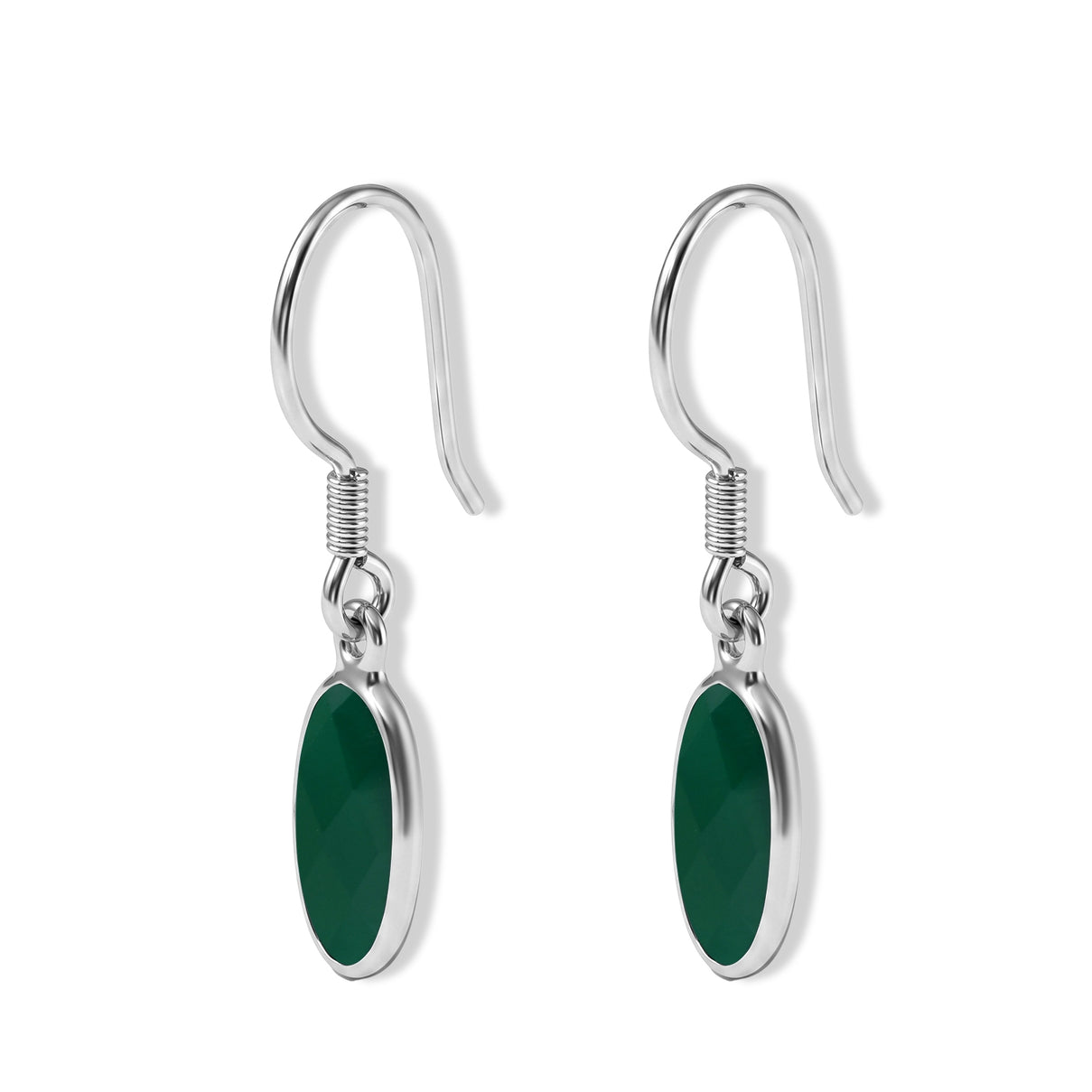 Green Onyx Solitaire Earring with Hook in Sterling Silver 4.06 Ct. 8620842 3