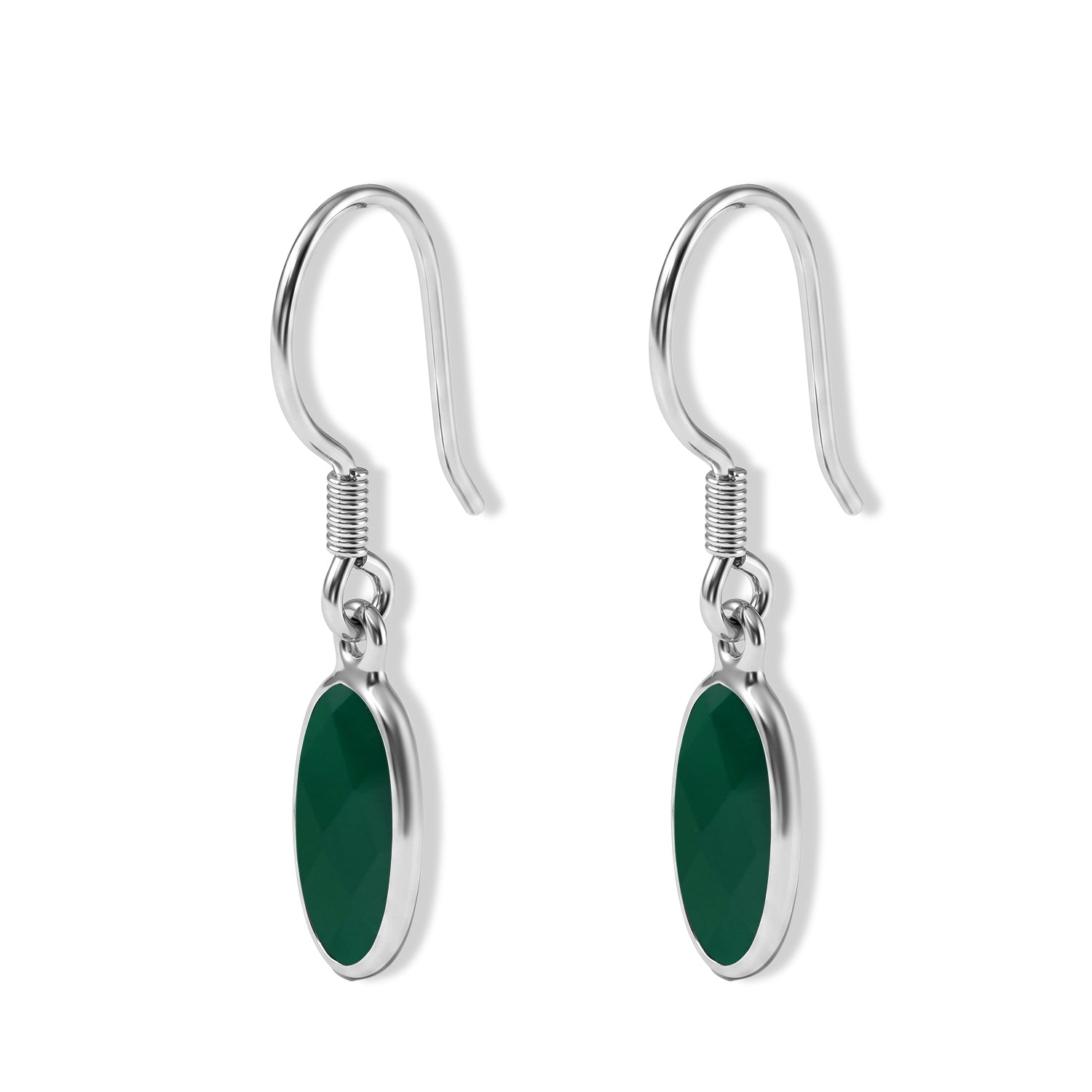 Green Onyx Solitaire Earring with Hook in Sterling Silver 4.06 Ct. 8620842 3