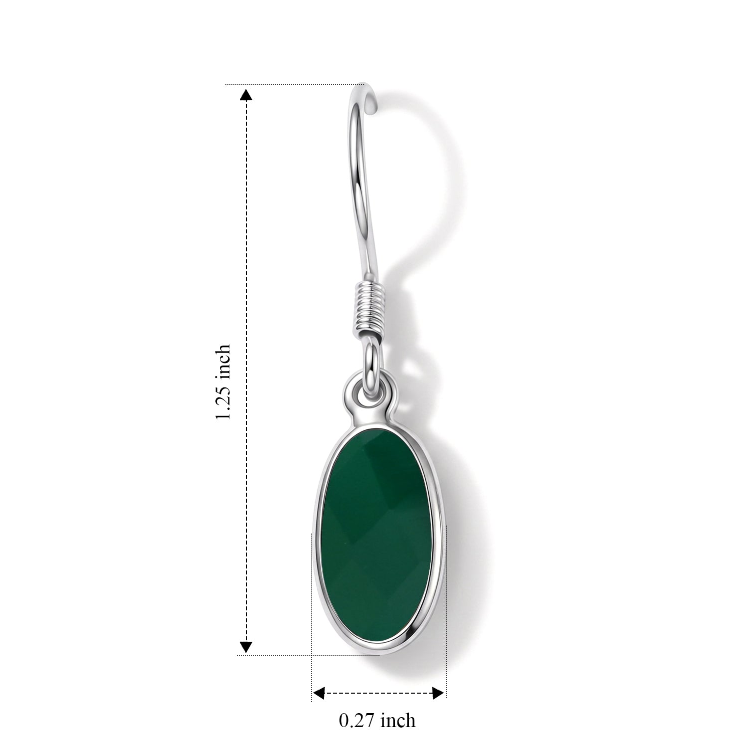 Green Onyx Solitaire Earring with Hook in Sterling Silver 4.06 Ct. 8620842 4