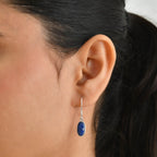 Lapis Lazuli Solitaire Lever Back Earring Sterling Silver  5.992  Ct._8620859_1