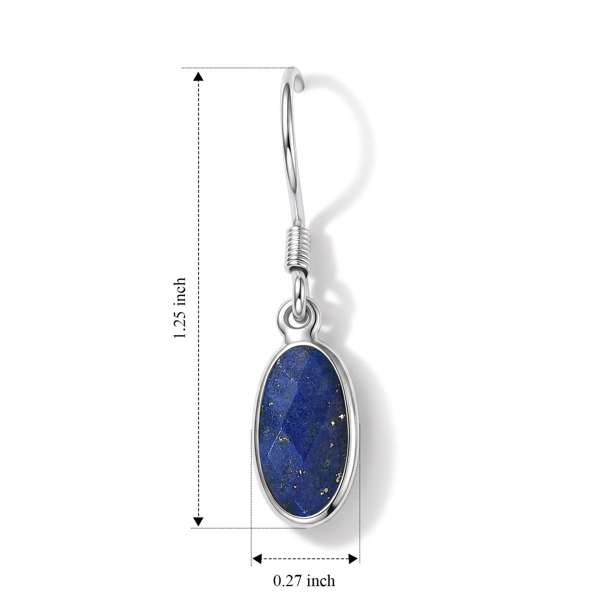 Lapis Lazuli Solitaire Earring with Hook in Sterling Silver 6.00 Ct. 8620859 4