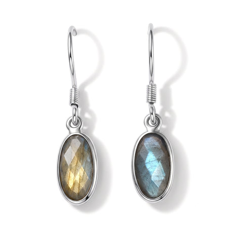 Labradorite Solitaire Earring with Hook in Sterling Silver 4.30 Ct. 8620860 1