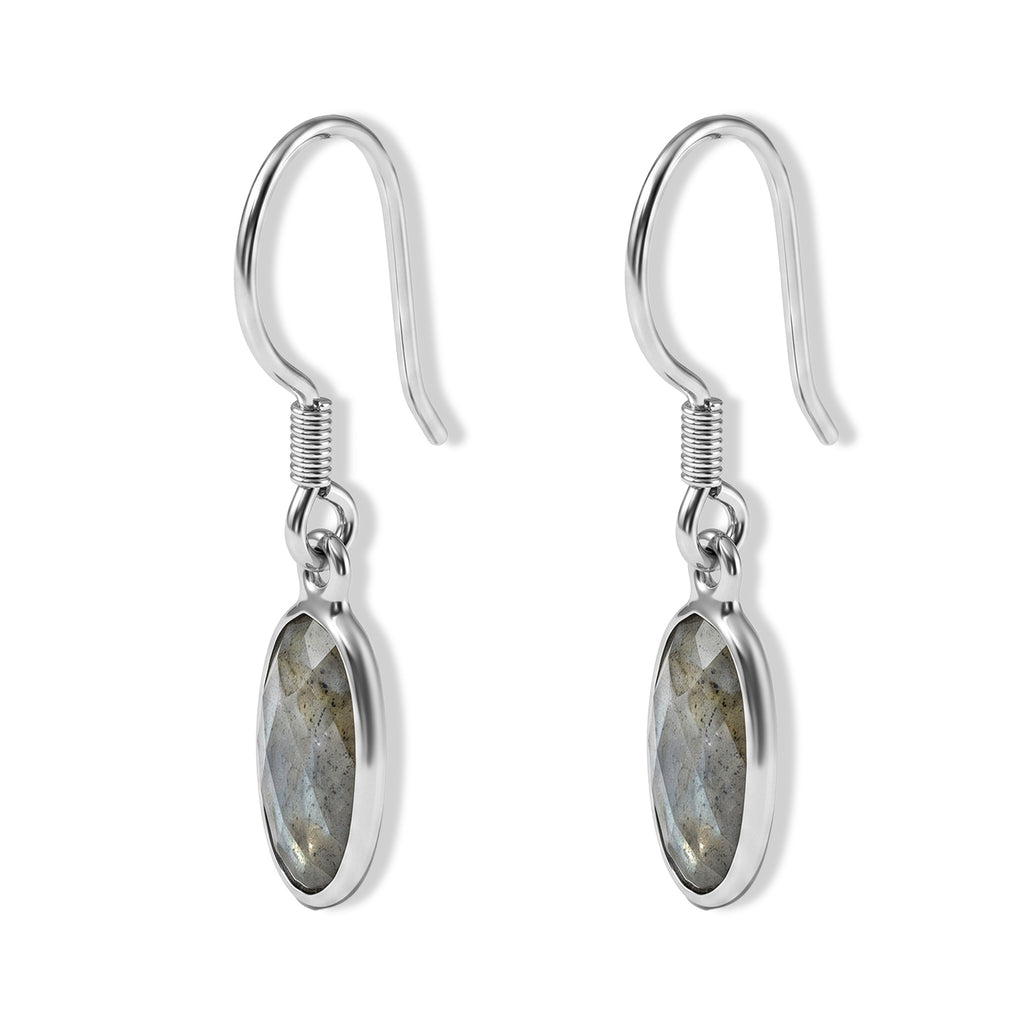 Labradorite Solitaire Lever Back Earring Sterling Silver  4.300  Ct._8620860_3